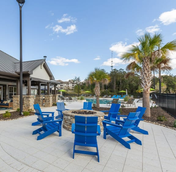 Fire pit at Evergreen at Southwood in Tallahassee, FL