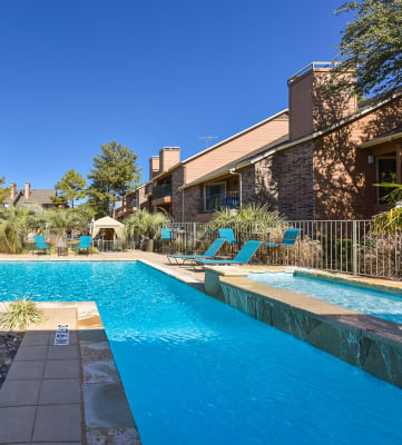 Swimming Pool Area at Camino Del Sol Apartment Homes in Denton, Texas, TX