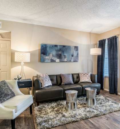 Model Unit Living Room at The Players Club Apartments in Nashville, TN