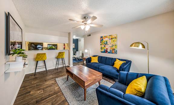 Model Living Room at The Park on Preston Apartments in Dallas, TX