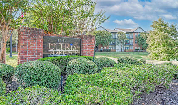 Entrance sign that says Ultris Island Park at Ultris Island Park in Shreveport, LA