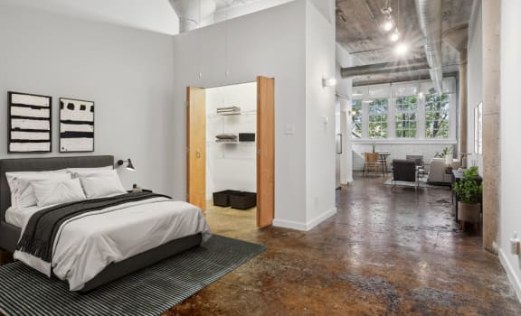 Futura Lofts bedroom space with spacious closet