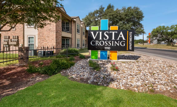 Property Entrance Signage at Vista Crossing Apartments in San Antonio, TX