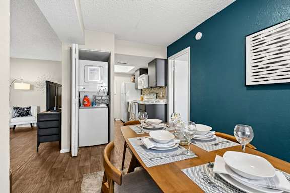 Model unit dining room at Rock Creek in Dallas, TX