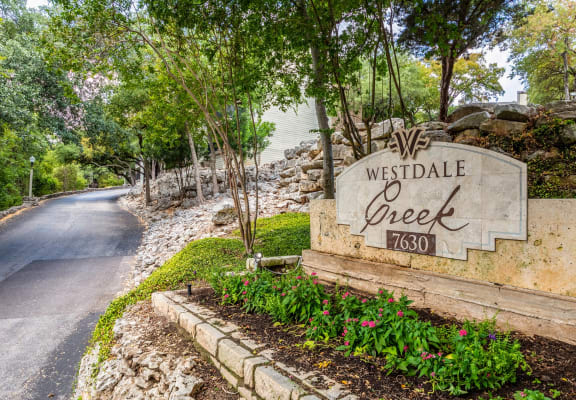 Westdale Creek Apartments Property Entrance Sign in Austin, Texas, TX