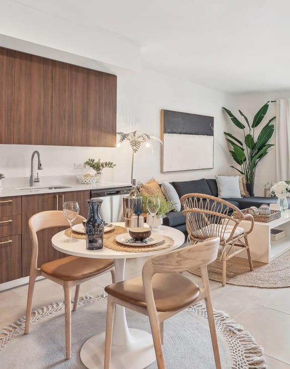 a kitchen and living room at Westgate on University in Lauderhill, FL