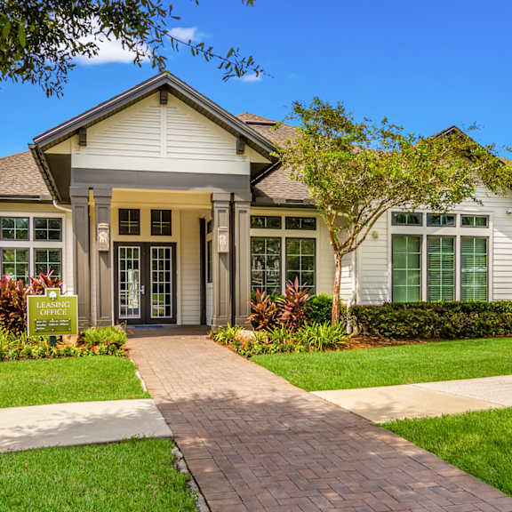 Clubhouse Exterior view from entrance at Oakleaf Plantation Apartments in Jacksonville, FL