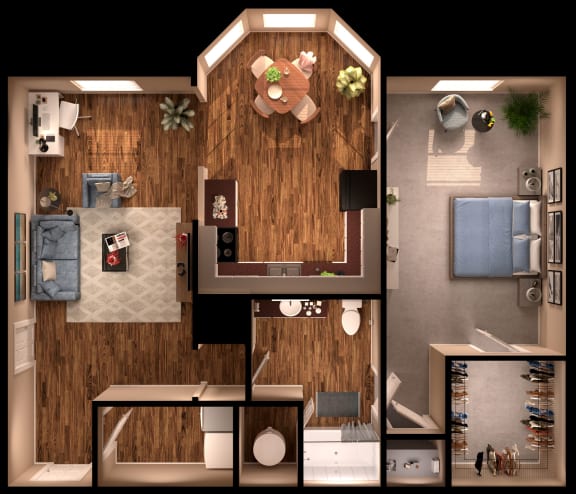 Floor Plan  1 Bed 1 Bath Reno Floor Plan at Metro 5514, Texas, 77021