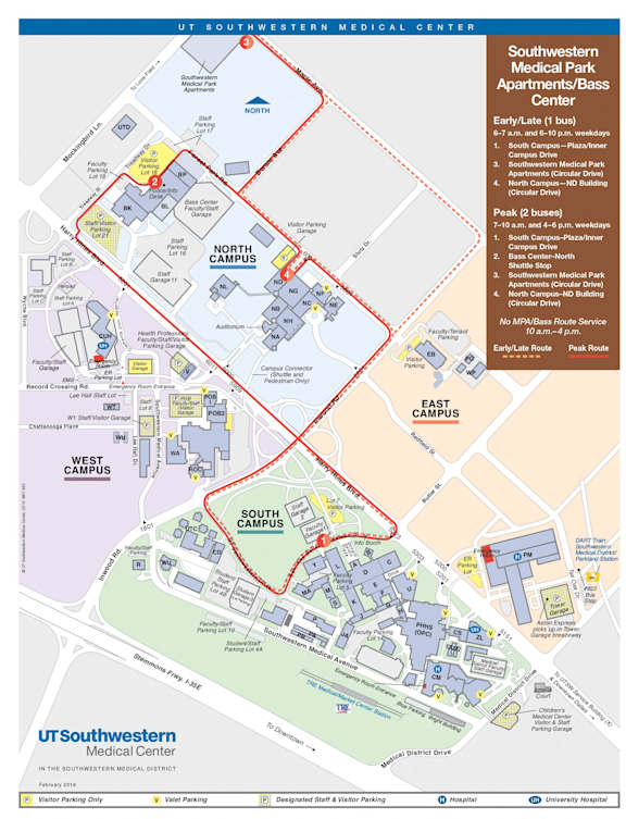 a map of the university of southwestern campus with a red line