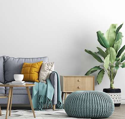 Stock image of a living room at THE EDGE Apartments, DAVIS, California