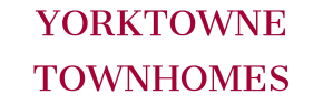the logo for yorktown townhomes in red on a white background