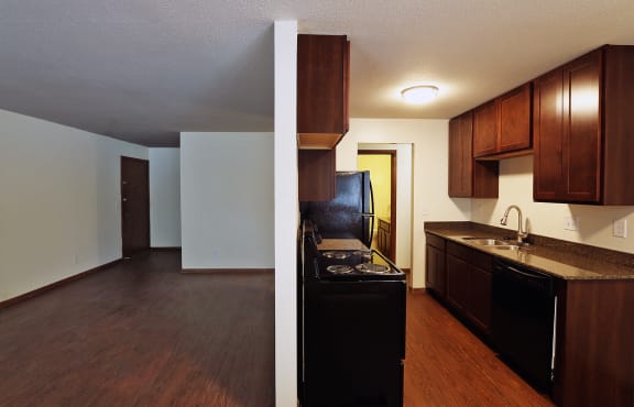 a comparison of a kitchen and living room