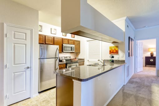 The Gardens at Polaris premium kitchens including stainless steel appliances available