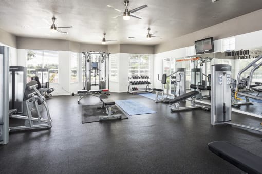 Fitness center includes yoga, strength, cardio and spinning rooms