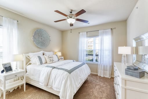 Glenbrook Apartments ceiling fan with lights in all bedrooms and living room