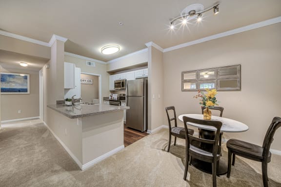 The Commons apartments interior living room and kitchen