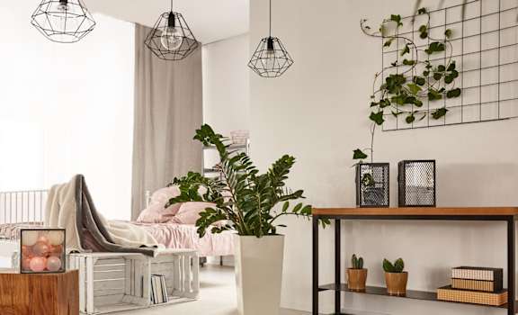 Apartment interior with bedroom furniture