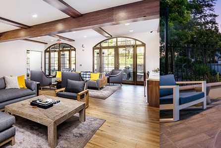 two pictures of a house with a swimming pool and a patio  at Mission Hills, Camarillo, 93012