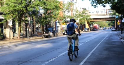 Riding A Bicycle at Carriage House Lofts, Illinois