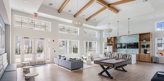 Club Room with Billiards at Glen Oaks Luxury Apartments in Wall, NJ
