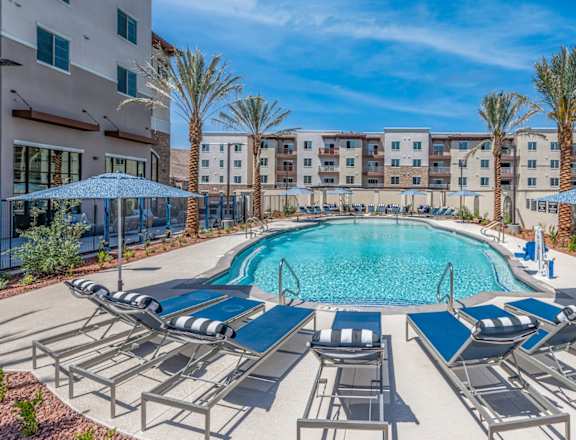 Alton Southern Highlands Apartments in Las Vegas, Nevada Pool with Lounge Chairs