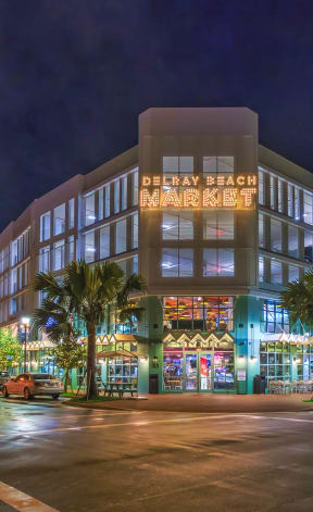 City Street at Night at South of Atlantic Luxury Apartments, Delray Beach, FL