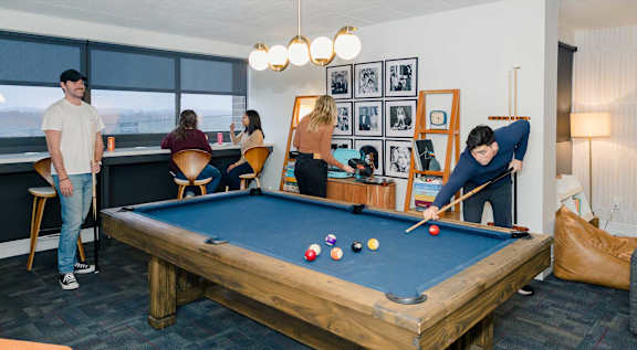 Pool table at Walnut Towers at Frick Park, Pennsylvania