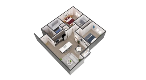 3d floor plan of a bedroom apartment