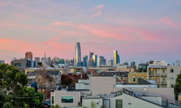 a view of the san francisco skyline from the apartment