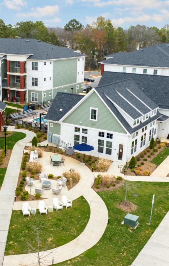 an aerial view of a neighborhood of new homes