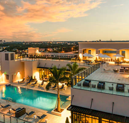 Aerial View of the Swimming Pool & The Community at Altis Grand Central Apartments in Tampa, FL