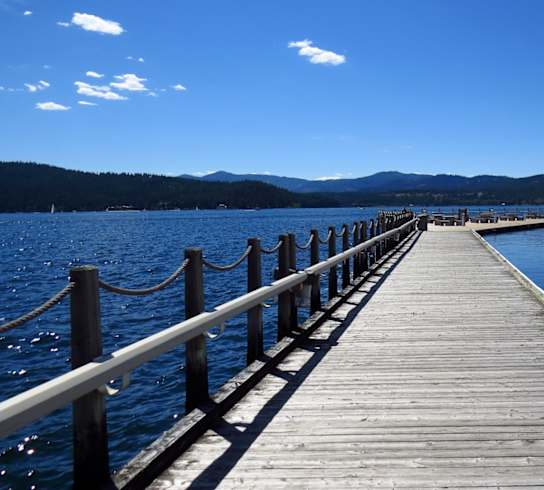 Beautiful View of Dock and Lake on Clear Day