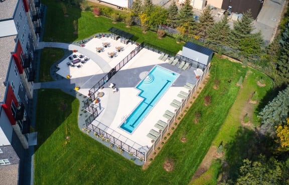 Drone View Of Pool at Arris Apartments - Now Open!, Minnesota