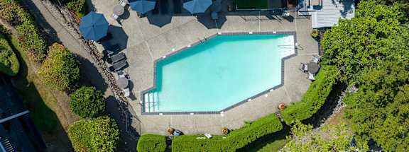 Copper Ridge Apartments in Renton, Washington Aerial View of Pool