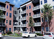 Thumbnail 6 of 8 - a rendering of an apartment building on a city street