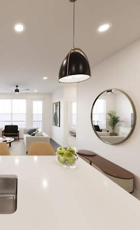 Kitchen counter with sink at The Maverick Luxury Apartments, Monument