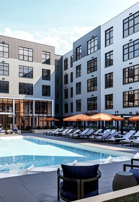 a rendering of the pool area at the halifax in hoboken, nj