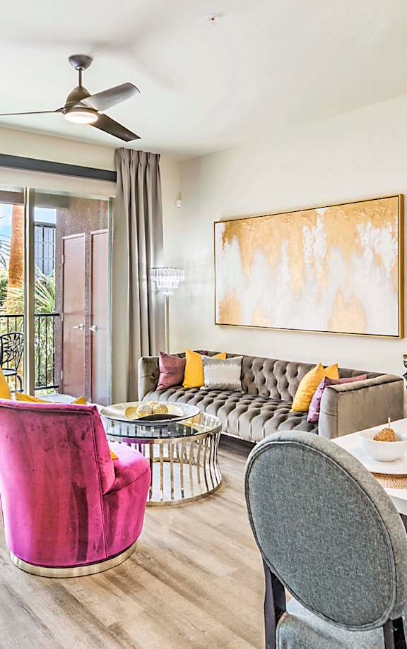 Living Room With Expansive Window at Tuscan Highlands, Las Vegas, Nevada