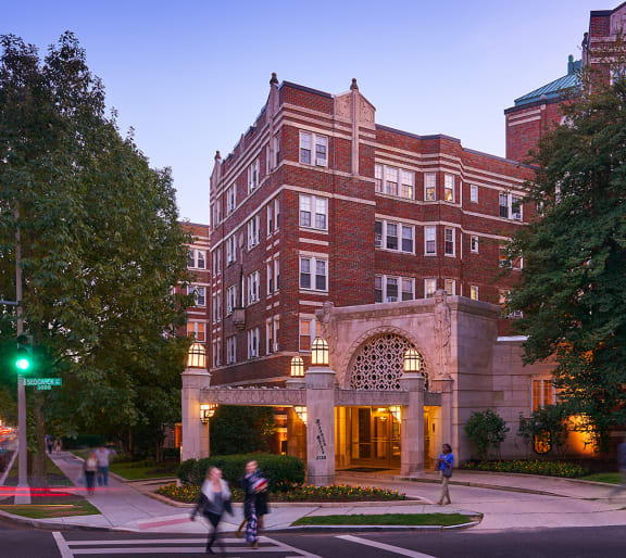 front of main building entrance 