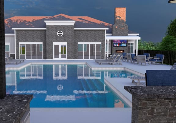 a rendering of a house with a swimming pool