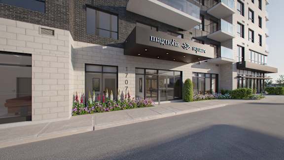 A modern building with the name "Magnolia" on the front.