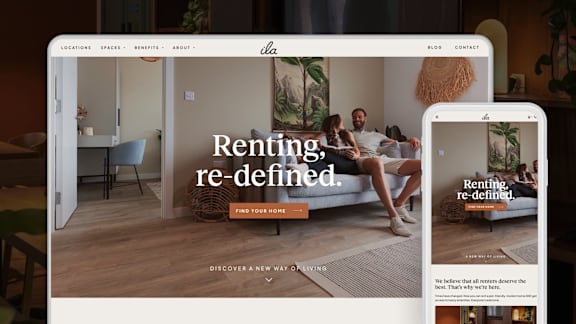 A website header for a rental service with the tagline "Renting re-defined."