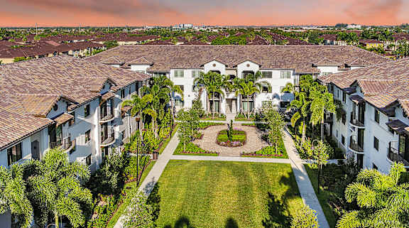 Lush Garden Courtyards at Azura Luxury Apartments in Kendall, FL