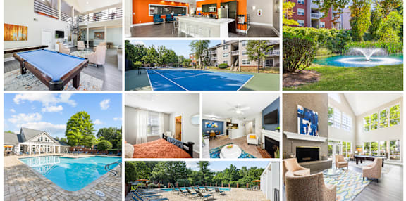 A collage of images showcasing various rooms and amenities of a house.