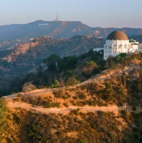 a view of the griffith observatory in los angeles at The Kenmore Los Feliz, California