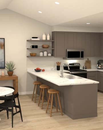 Sonder Fields Kitchen and Dining Area Rendering