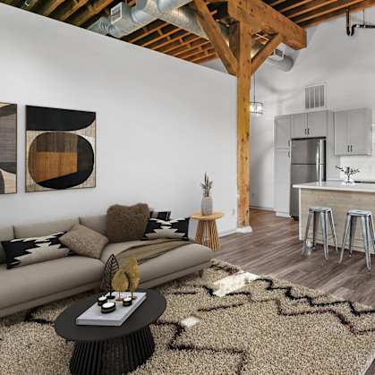 Spacious Living Room at FreightYard Townhomes and Flats, Minneapolis, Minnesota