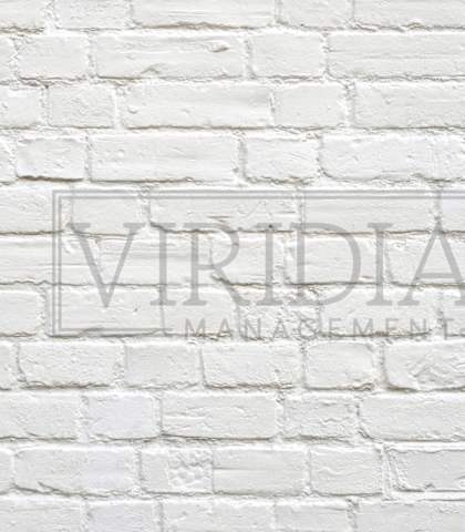 A white brick wall with the word "VIRIDIAN" written on it.