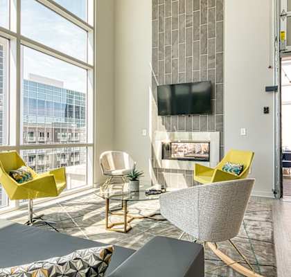 Seating inside the Sky Lounge at Helix Apartments in Chesapeake VA