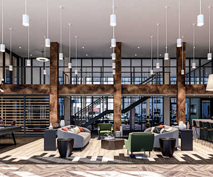 a rendering of the lobby at the loews philadelphia hotel at The Willard Apartments, Owings Mills, 21117